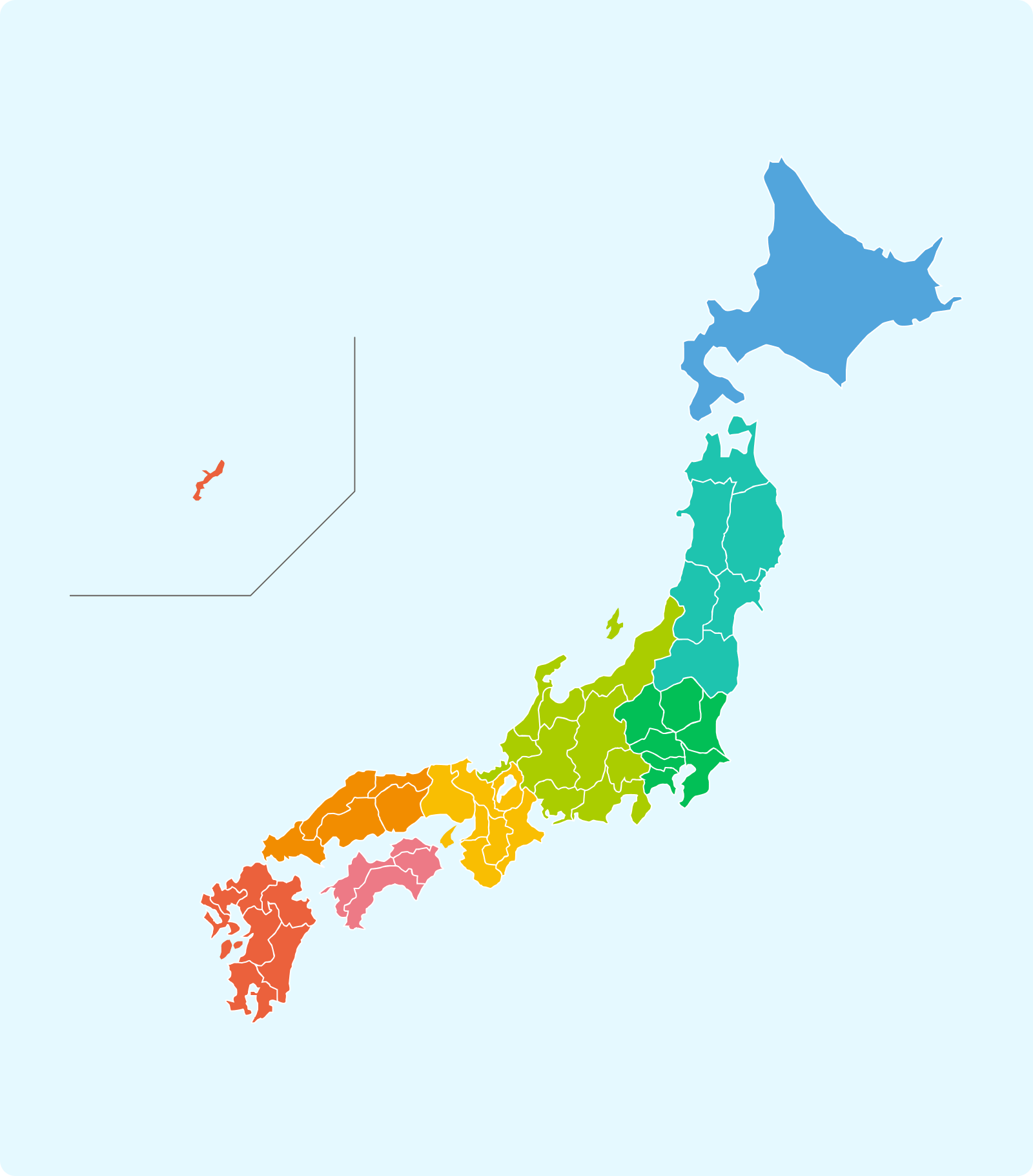 日本地圖（標示特集地區）