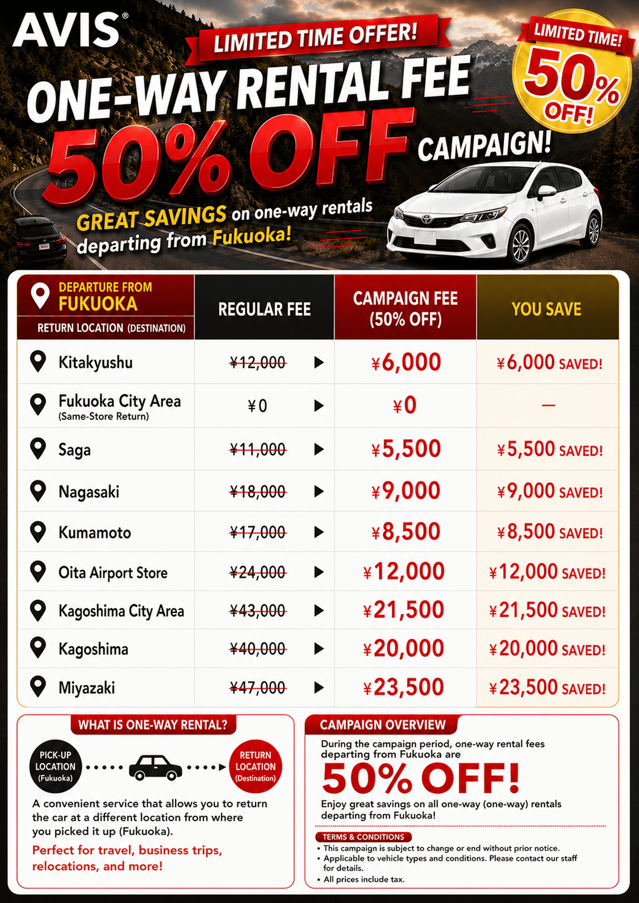 🌟Limited-Time One-Way Rental 50% OFF Campaign🌟
